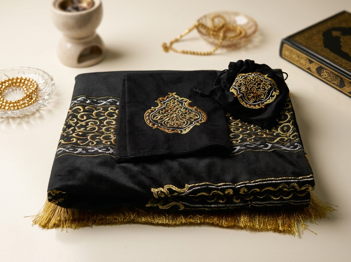 Luxury Prayer Gift Box- Prayermat + thasbeeh+athar+ cap+quran cover