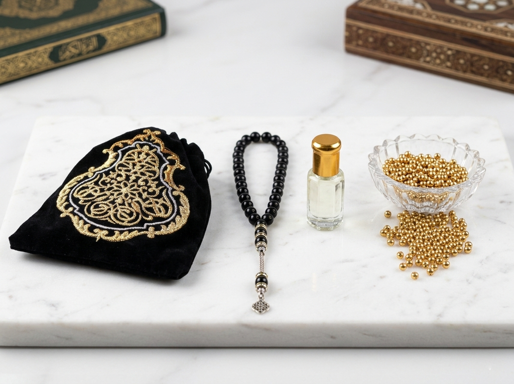 Luxury Prayer Gift Box - Prayermat + thasbeeh+athar+ cap+quran cover
