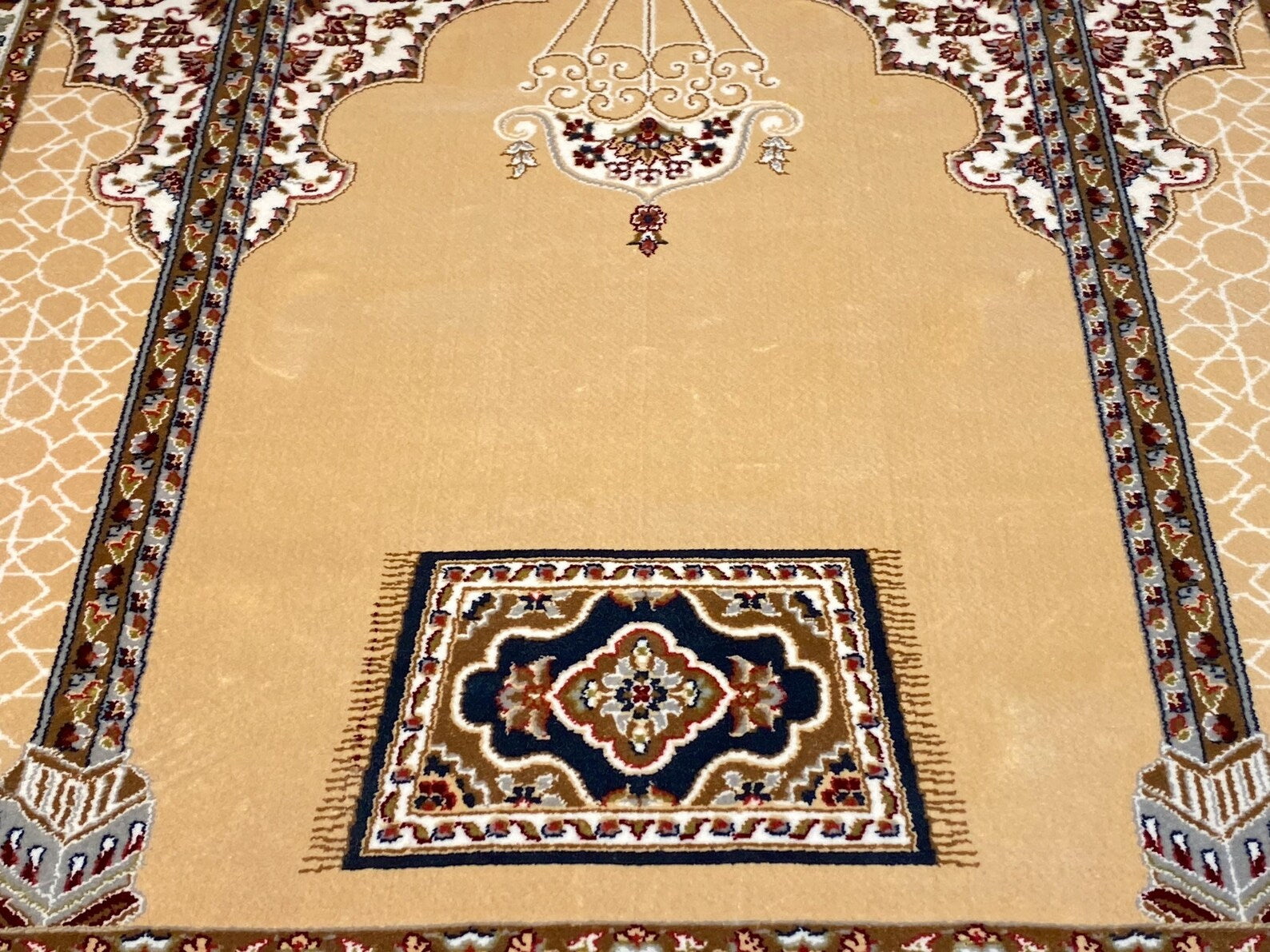 Kaaba Pattern Bamboo Silk Prayer Rug, Muslim Sejjadeh, Ramadan Gift