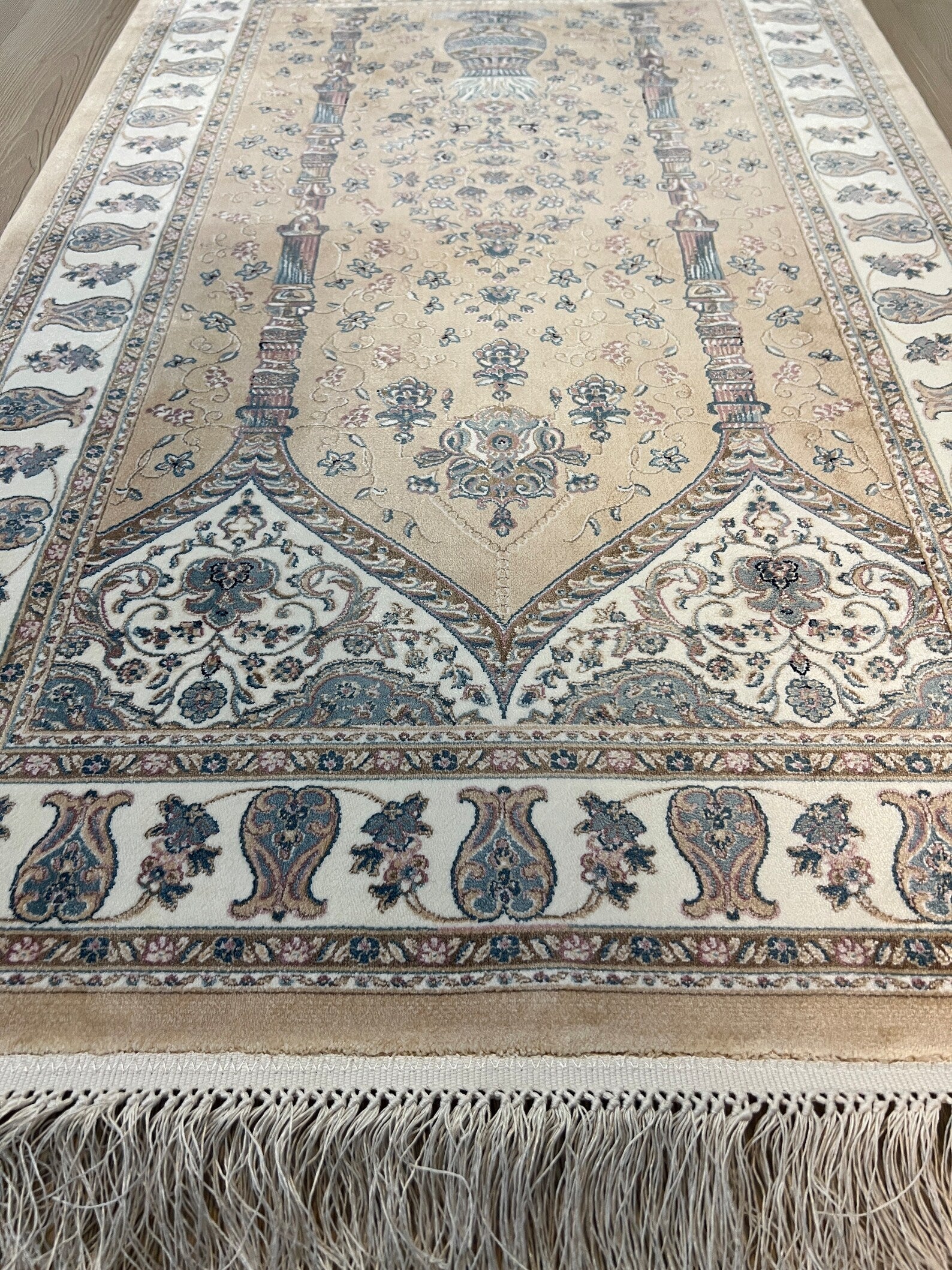 Cream Viscose Prayer Rug