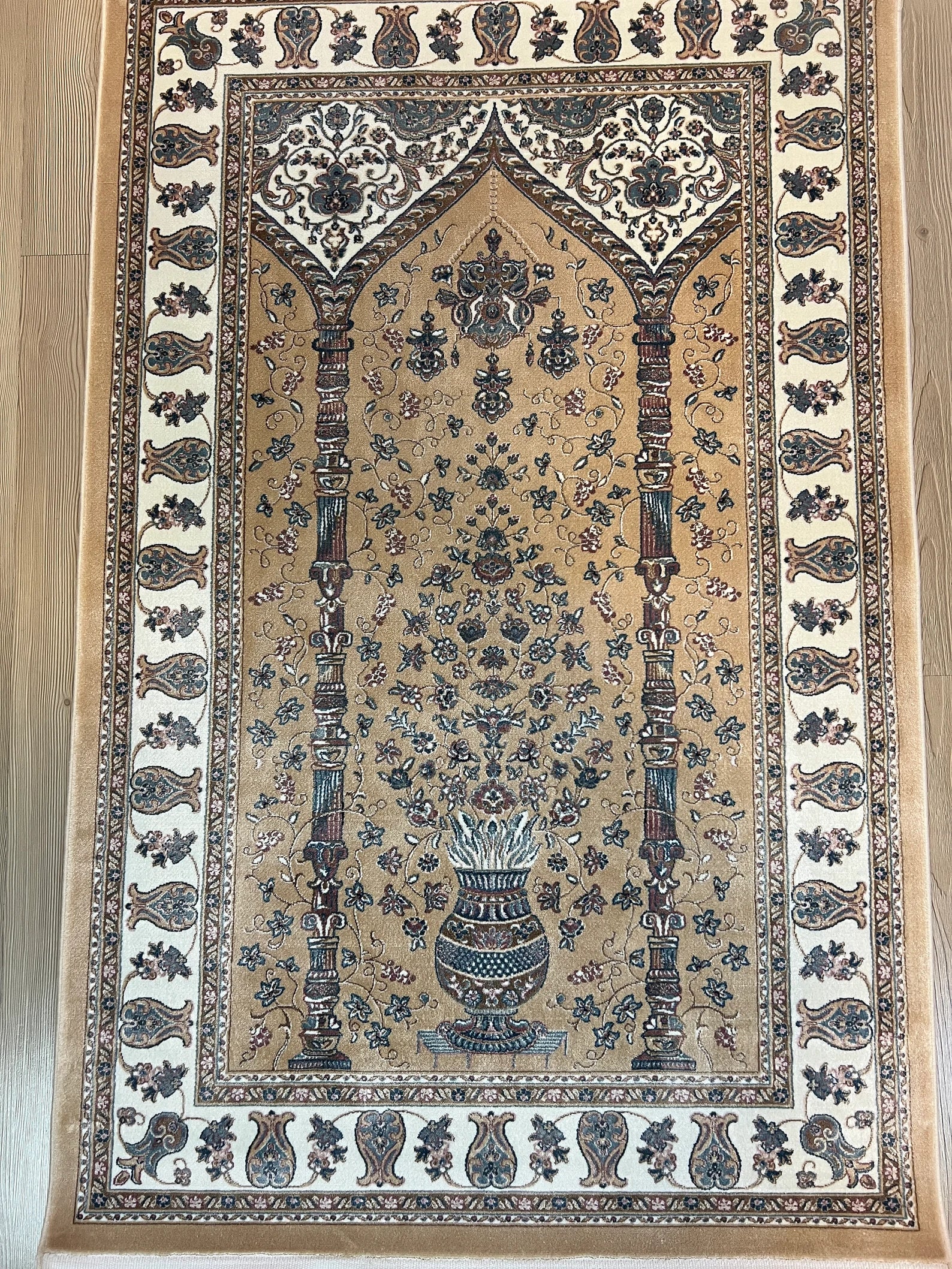 Cream Viscose Prayer Rug