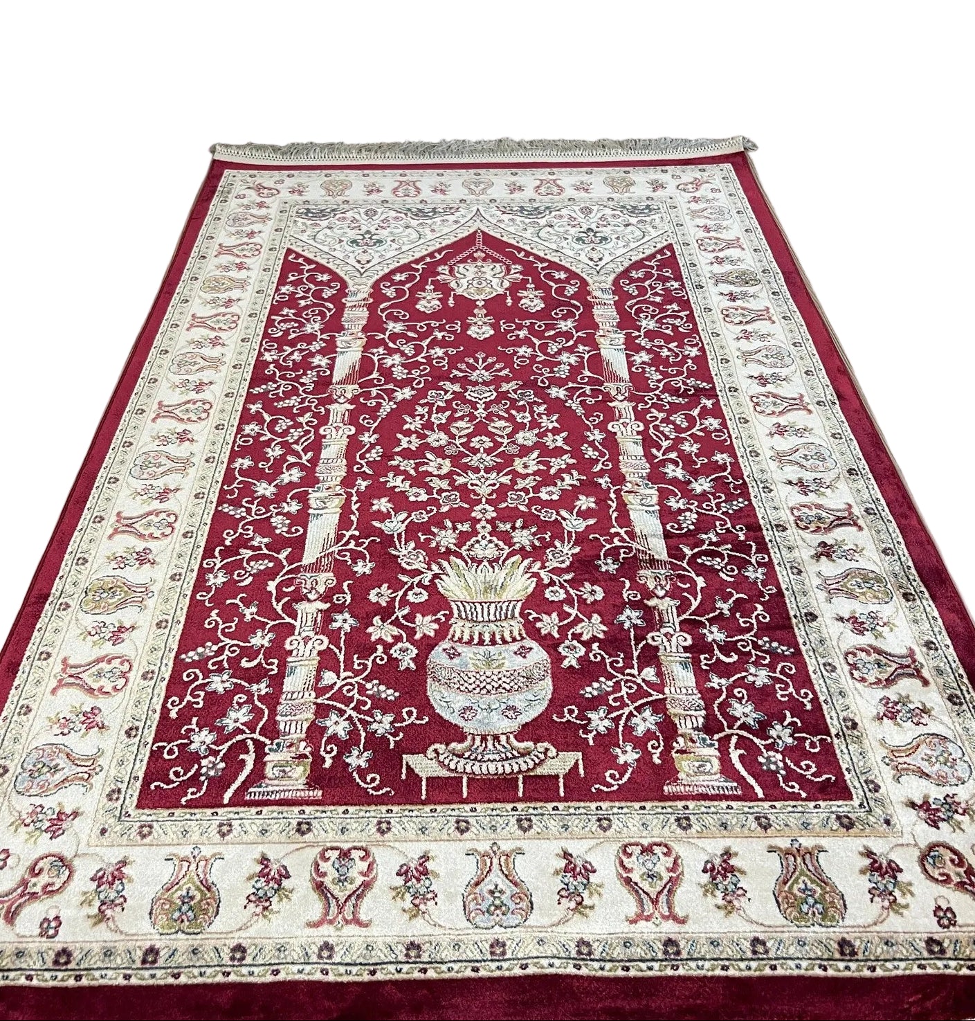 Luxury Red Viscose Prayer Rug